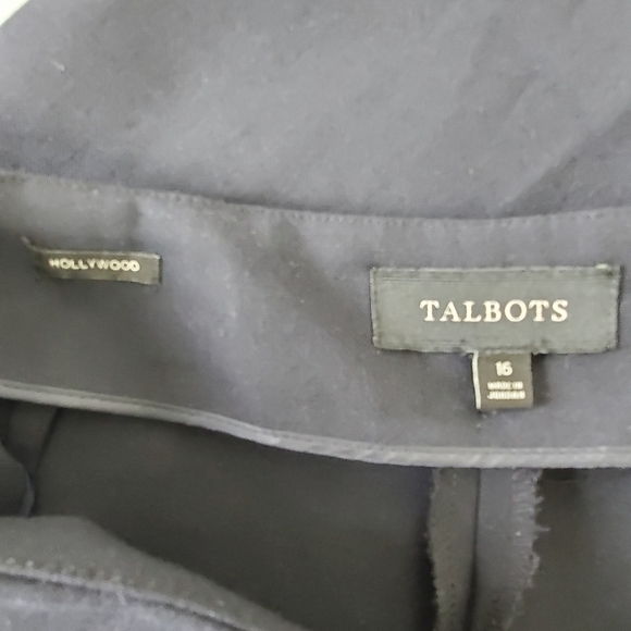 Talbots Wide Leg Hollywood Pants Size 16 Viscose Hi-Rise Black Trousers Career - Picture 13 of 14